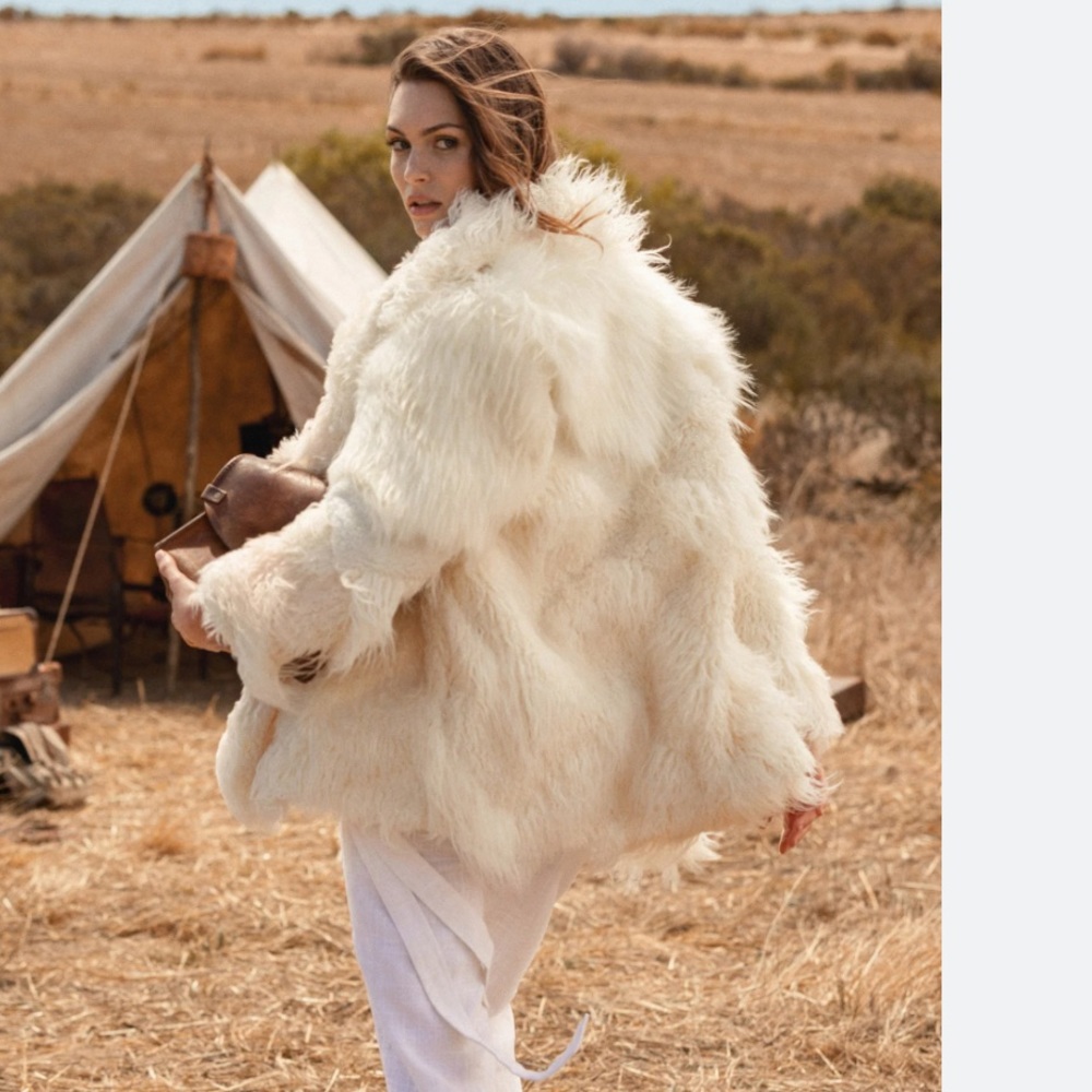 Spell Designs Kate coat white shearling faux fur coat size M / L